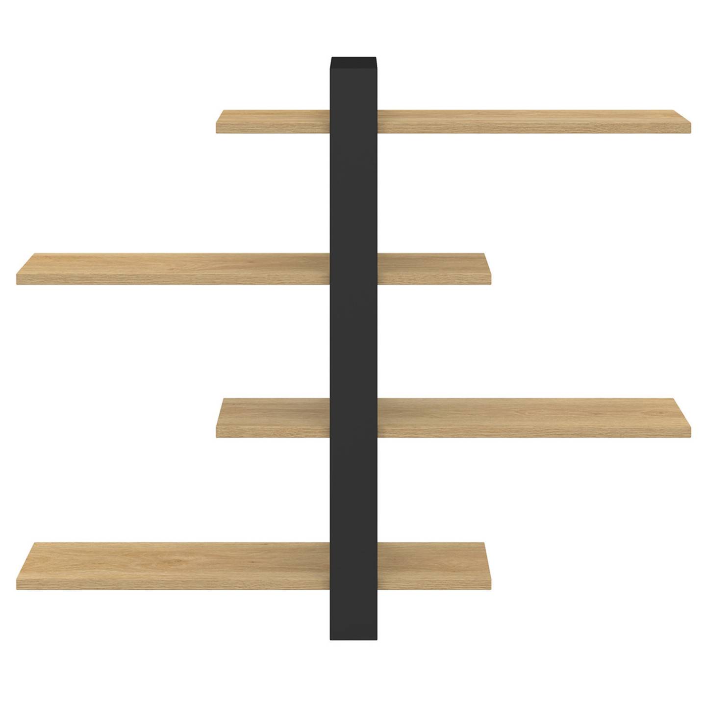 IDMARKET - Etagère murale avec étagères coulissantes ORA 4 niveaux façon hêtre et noir - Image 3