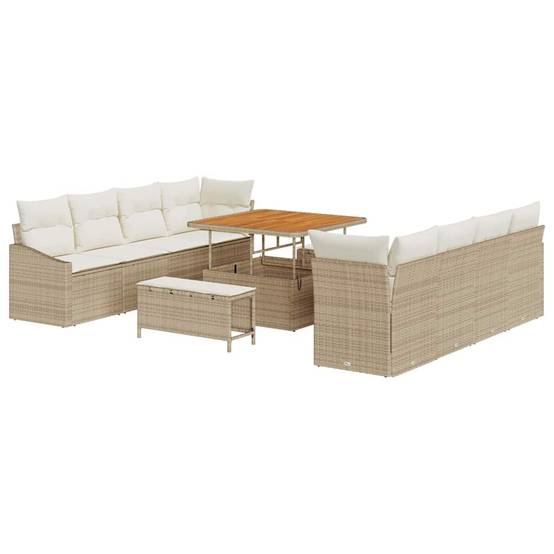 Salon de Jardin Modulable 10 Places avec 2 Longs Poufs, Poly Rotin Tressé Beige – ComfortXL Outdoor Living - Image 2