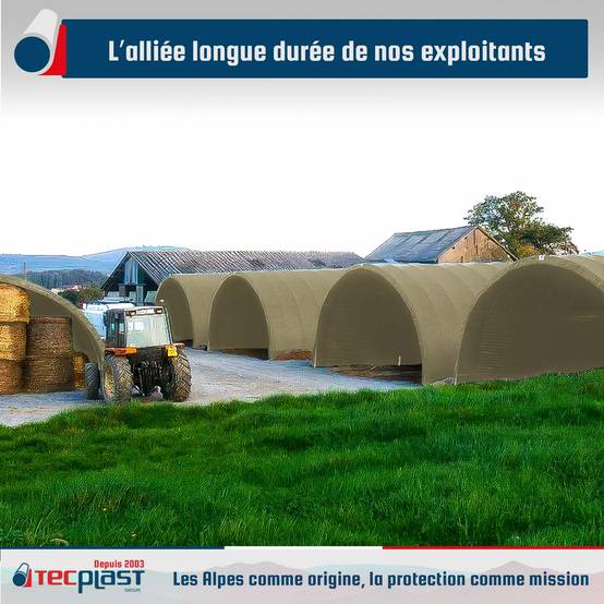 Bâche Tunnel agricole 3x3 m LP506TU Blanc Crème - Garantie 5 ans - Bâche PVC étanche pour Tunnel de stockage TECPLAST - Imagen 2