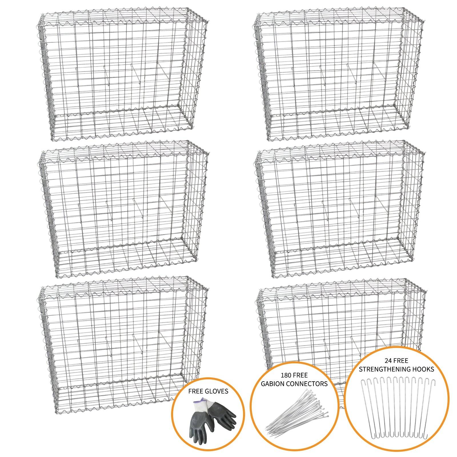 Monstershop - MonsterShop Lot de 6 Paniers de Gabions 100 x 95 x 30cm - Imagen 2