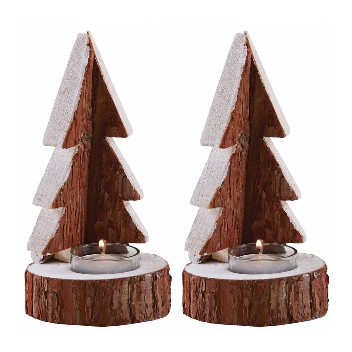 Aubry Gaspard - Sapin porte bougie en bois (Lot de 2) - Imagen 1