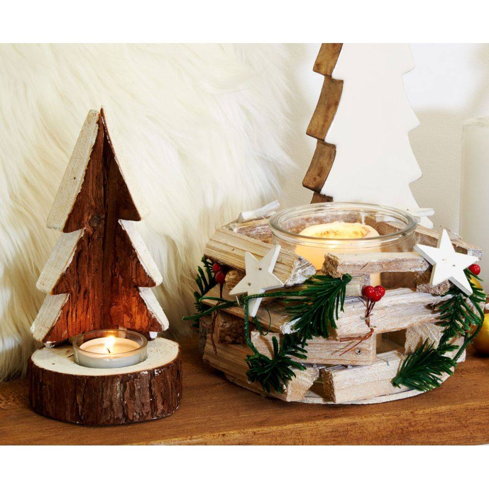 Aubry Gaspard - Sapin porte bougie en bois (Lot de 2) - Imagen 2
