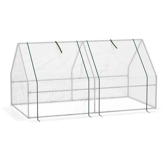 Mini serre blanche 180 x 90 x 90 cm, structure acier tubulaire, 2 fenêtres enroulables pour jardin - Image 2