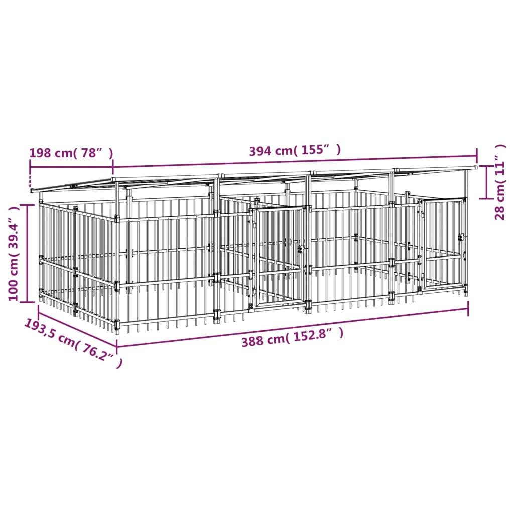 Vidaxl - Chenil d'extérieur avec toit pour chiens Acier 7,51 m² vidaXL 3124668 - Imagen 1