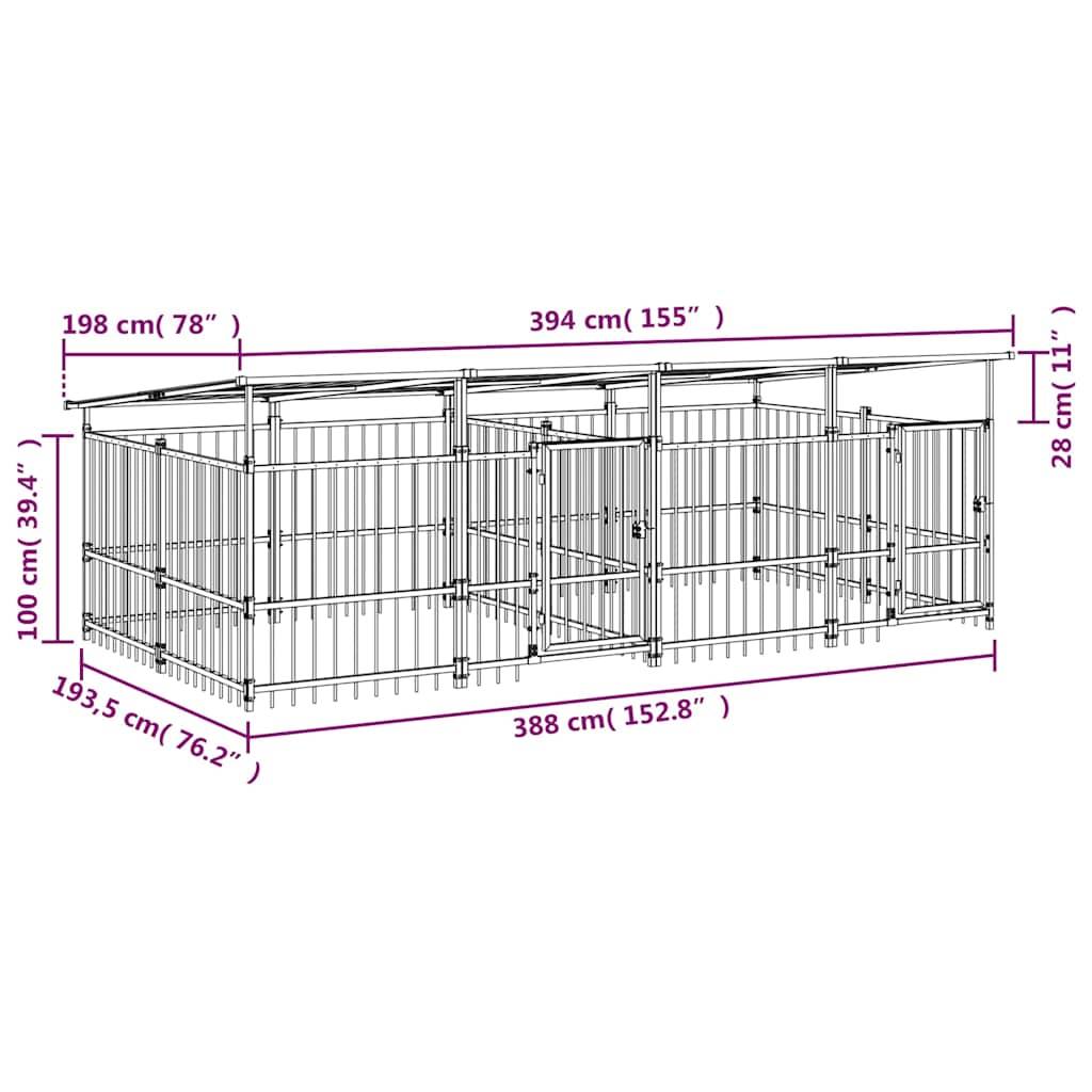 Vidaxl - Chenil d'extérieur avec toit pour chiens Acier 7,51 m² vidaXL 3124668 - Imagen 5