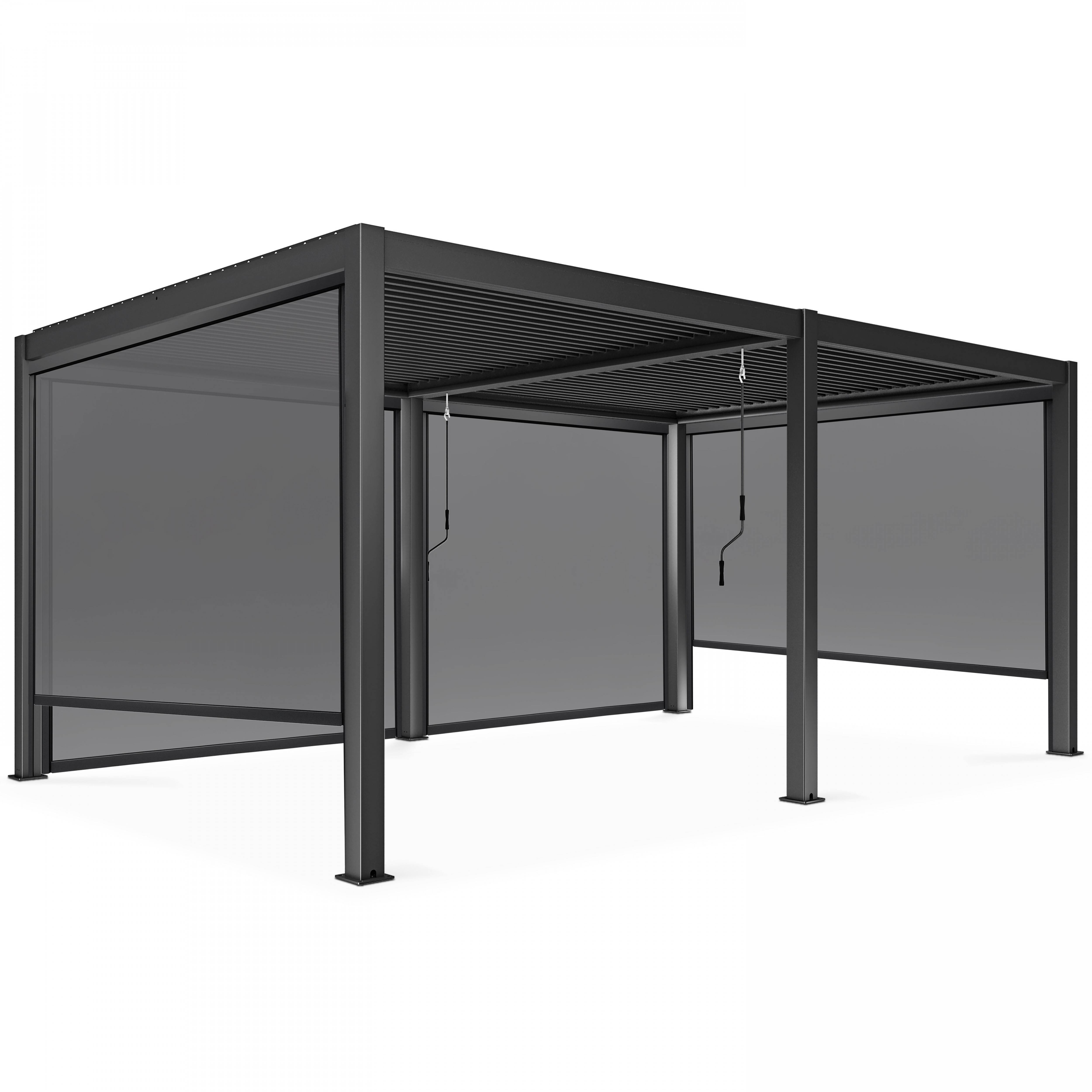 Oviala - Pergola bioclimatique autoportée 3 x 6 m et 4 stores gris Athenes - Oviala - Imagen 2
