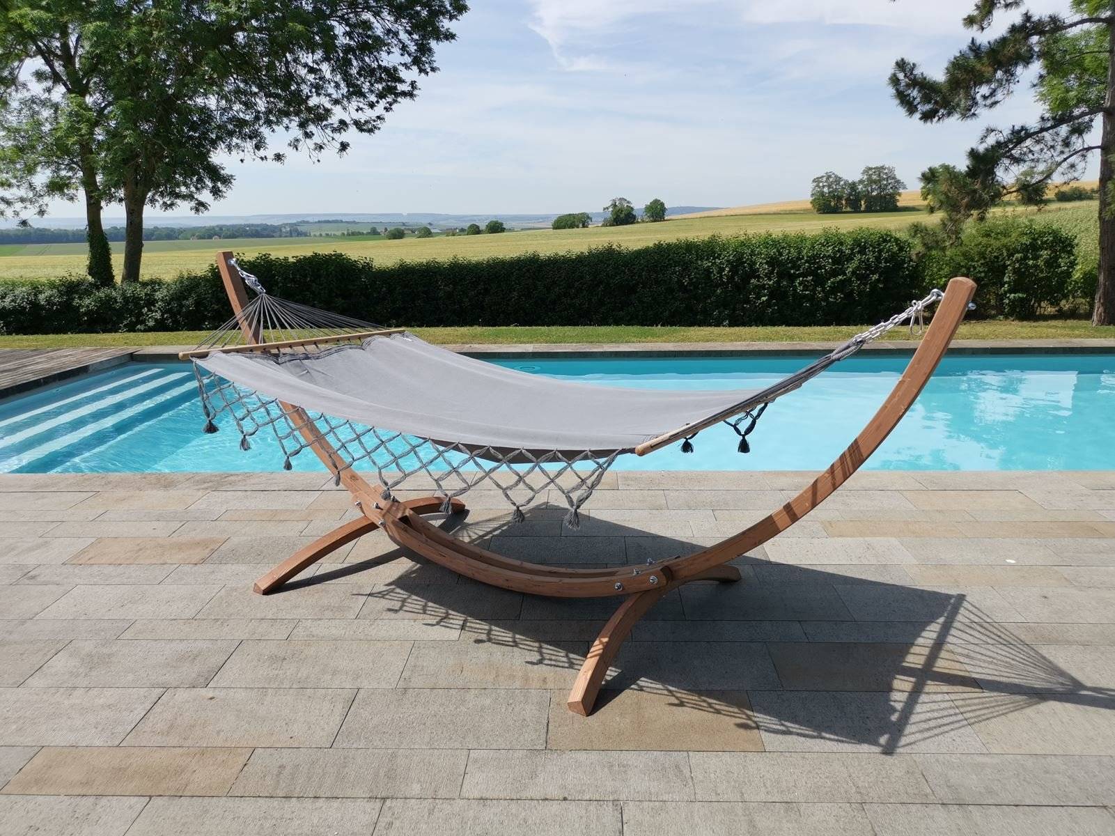 Jobek - Set Bois ESKAPADE 323x125x128 cm Anthracite à Franges certifié FSC Mix JOBEK - Imagen 2