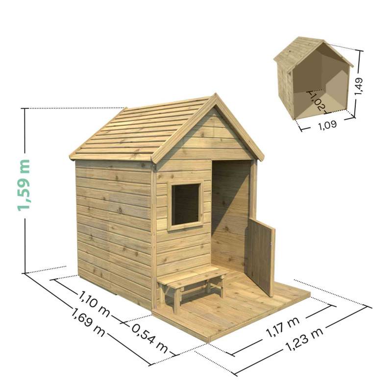 Soulet - Cabane en bois traité avec terrasse et banc HEIDI - Imagen 3