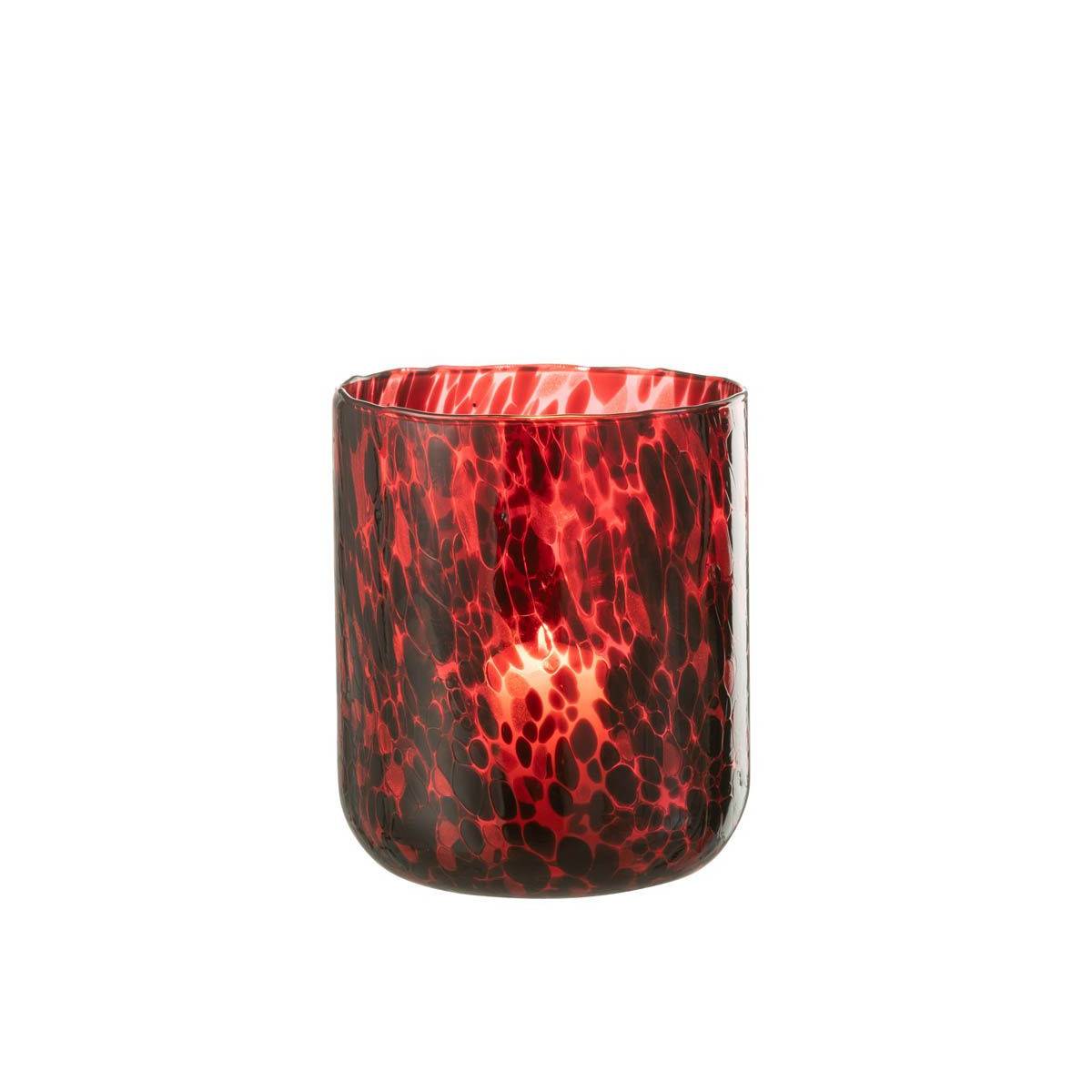 Photophore en Verre Tacheté "Preston" 20cm Rouge - Image 2