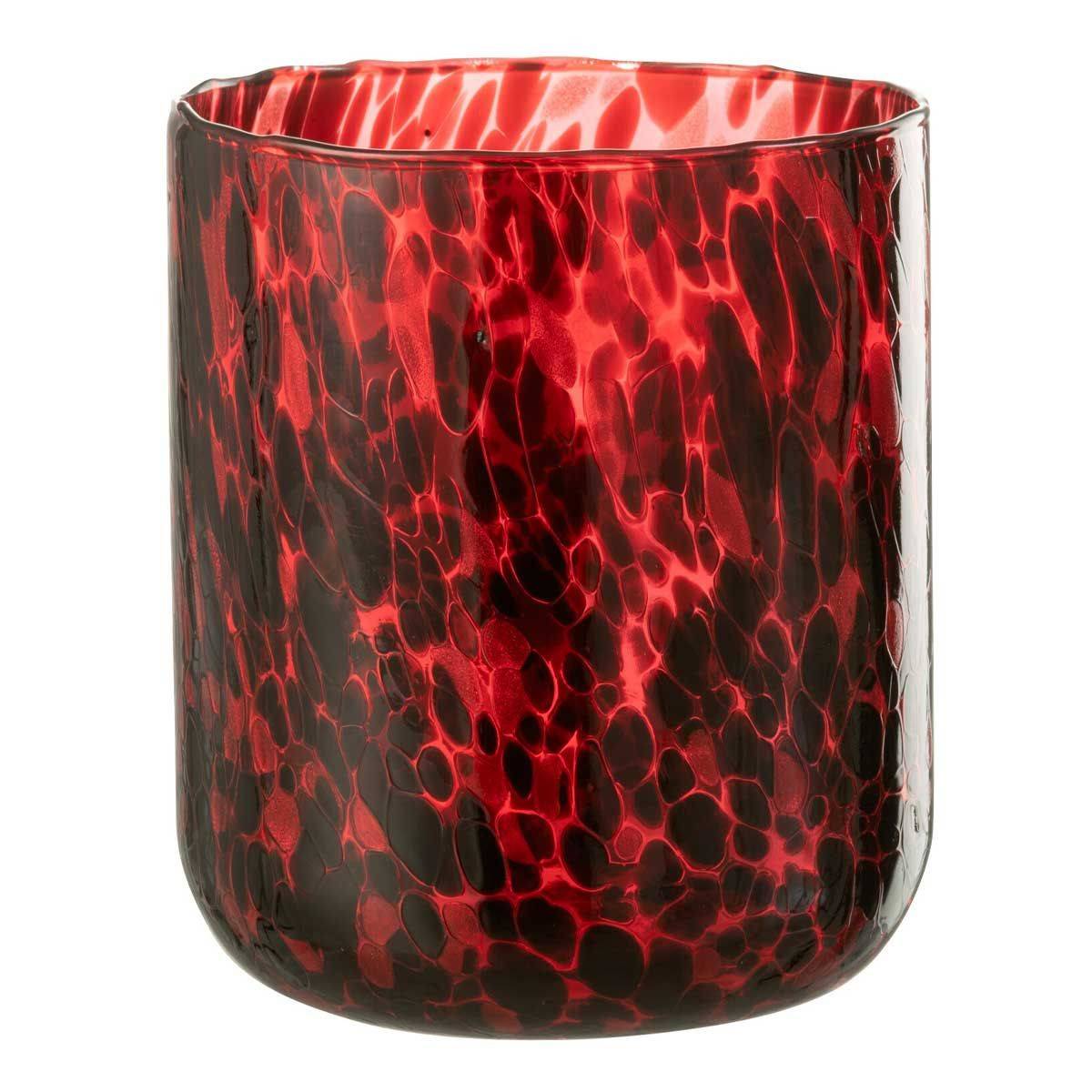 Photophore en Verre Tacheté "Preston" 20cm Rouge - Image 1
