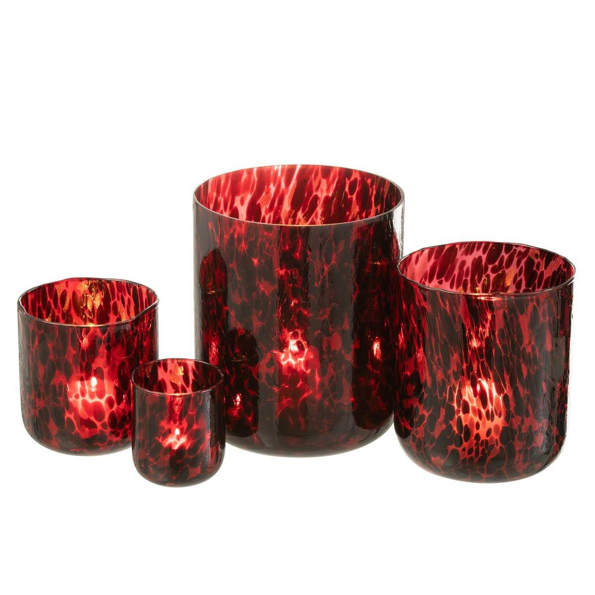 Photophore en Verre Tacheté "Preston" 20cm Rouge - Image 5