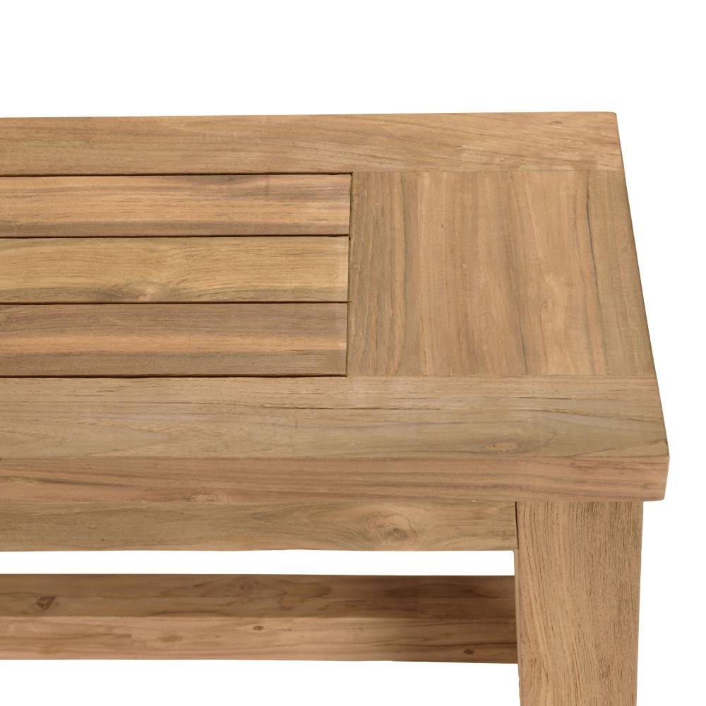 Macabane - KALLY - Banc de jardin 270x35cm en bois teck recyclé couleur naturelle - Imagen 5