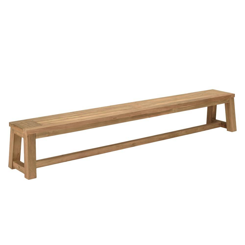 Macabane - KALLY - Banc de jardin 270x35cm en bois teck recyclé couleur naturelle - Imagen 1