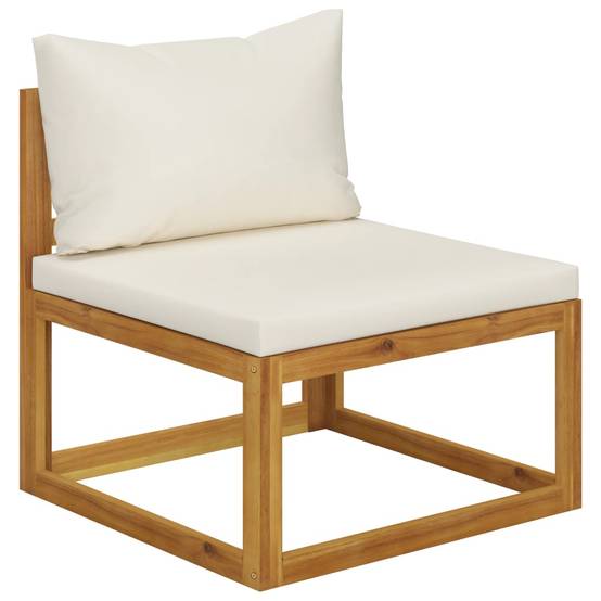 Helloshop26 - Salon de jardin meuble d'extérieur ensemble de mobilier 7 pièces avec coussin crème bois d'acacia solide - Imagen 5