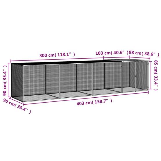 Vidaxl - Poulailler avec toit anthracite 403x98x90 cm acier galvanisé vidaXL 3189040 - Image 3