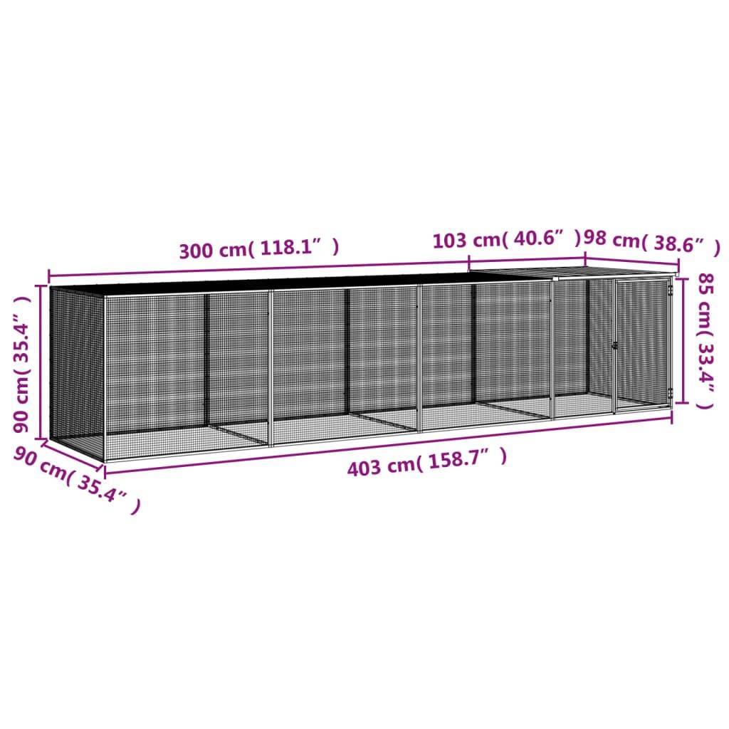 Vidaxl - Poulailler avec toit anthracite 403x98x90 cm acier galvanisé vidaXL 3189040 - Image 3