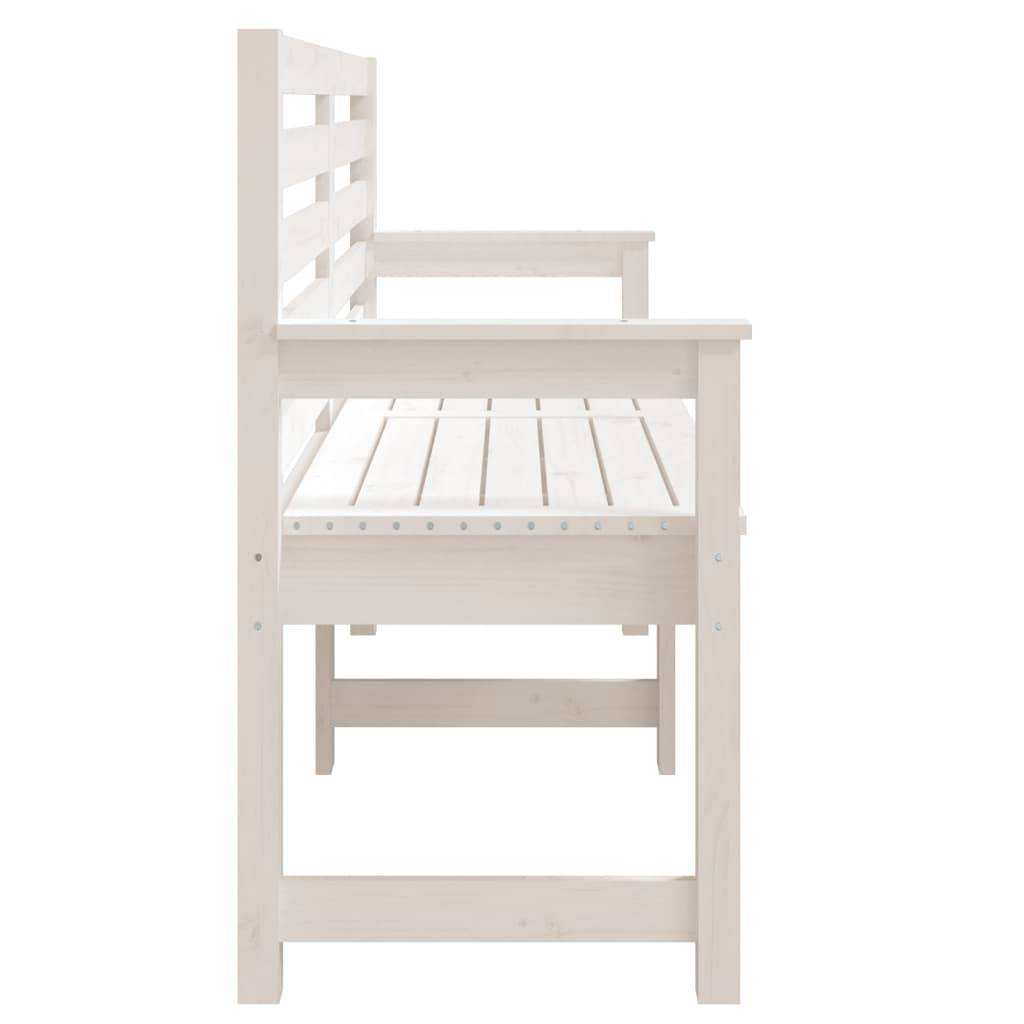 Helloshop26 - Banc de jardin meuble de patio d'extérieur terrasse blanc 159,5 x 48 x 91,5 cm bois massif de pin - Imagen 3