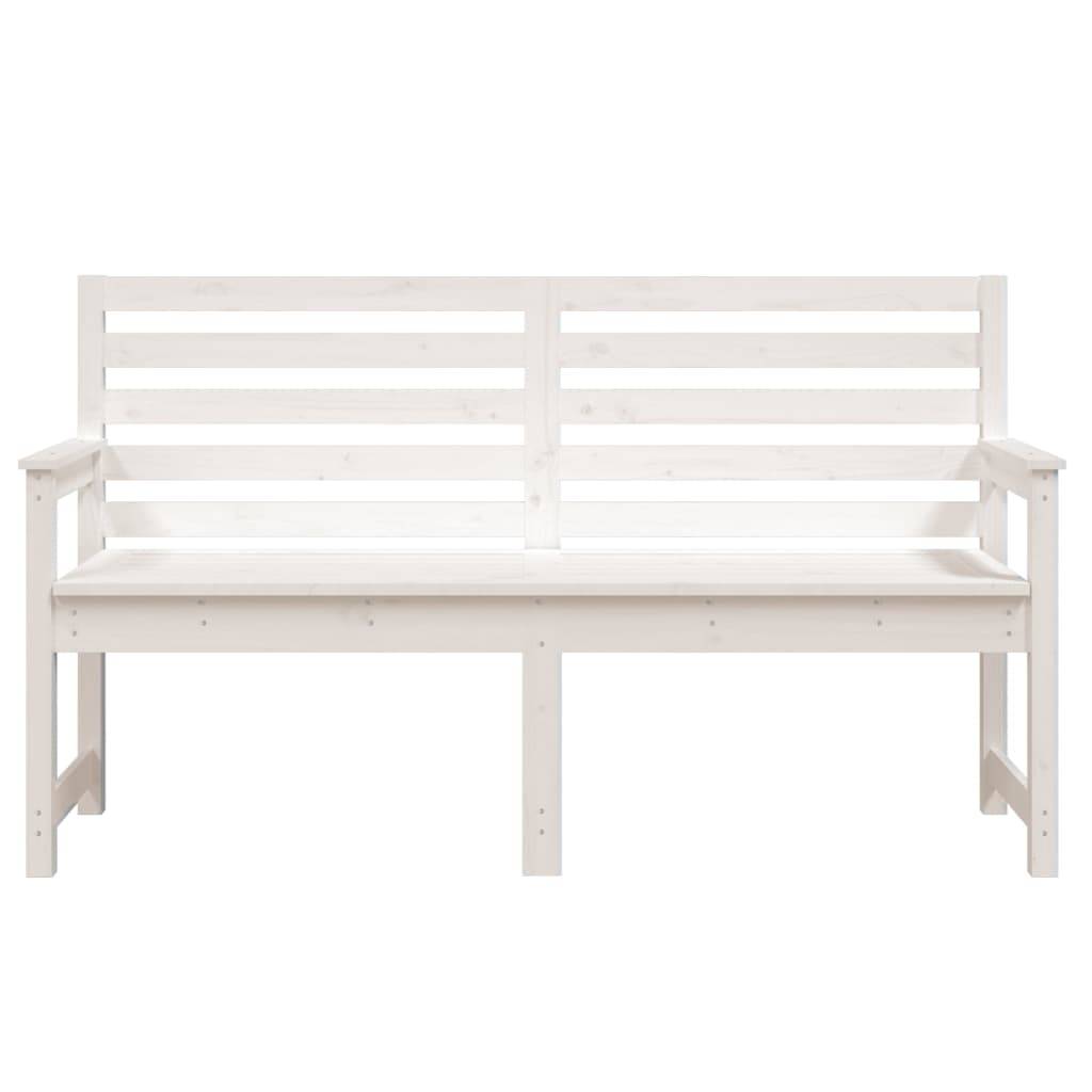 Helloshop26 - Banc de jardin meuble de patio d'extérieur terrasse blanc 159,5 x 48 x 91,5 cm bois massif de pin - Imagen 2