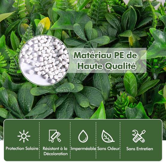 Haie Artificiel Brise-Vue 4PCS 50 x 50 cm, 7 Types de Plantes Artificielles Mixtes, Panneaux de Toile de Fond de Verdure - Image 6