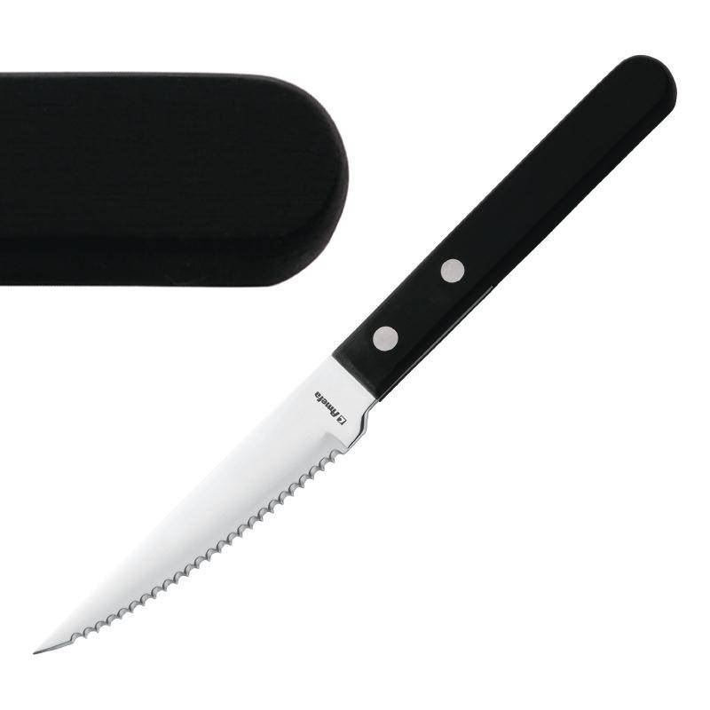 Couteau à Steak pour Restaurant Manche Noir 217 mm Lot de 12 Amefa - Image 3