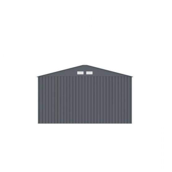 Sans Marque - Abri de jardin en métal 12,99 m² - 340 x 382 x 210 cm - NEPTUNE - Kit d'ancrage inclus, 2 portes coulissantes - Gris - Image 3