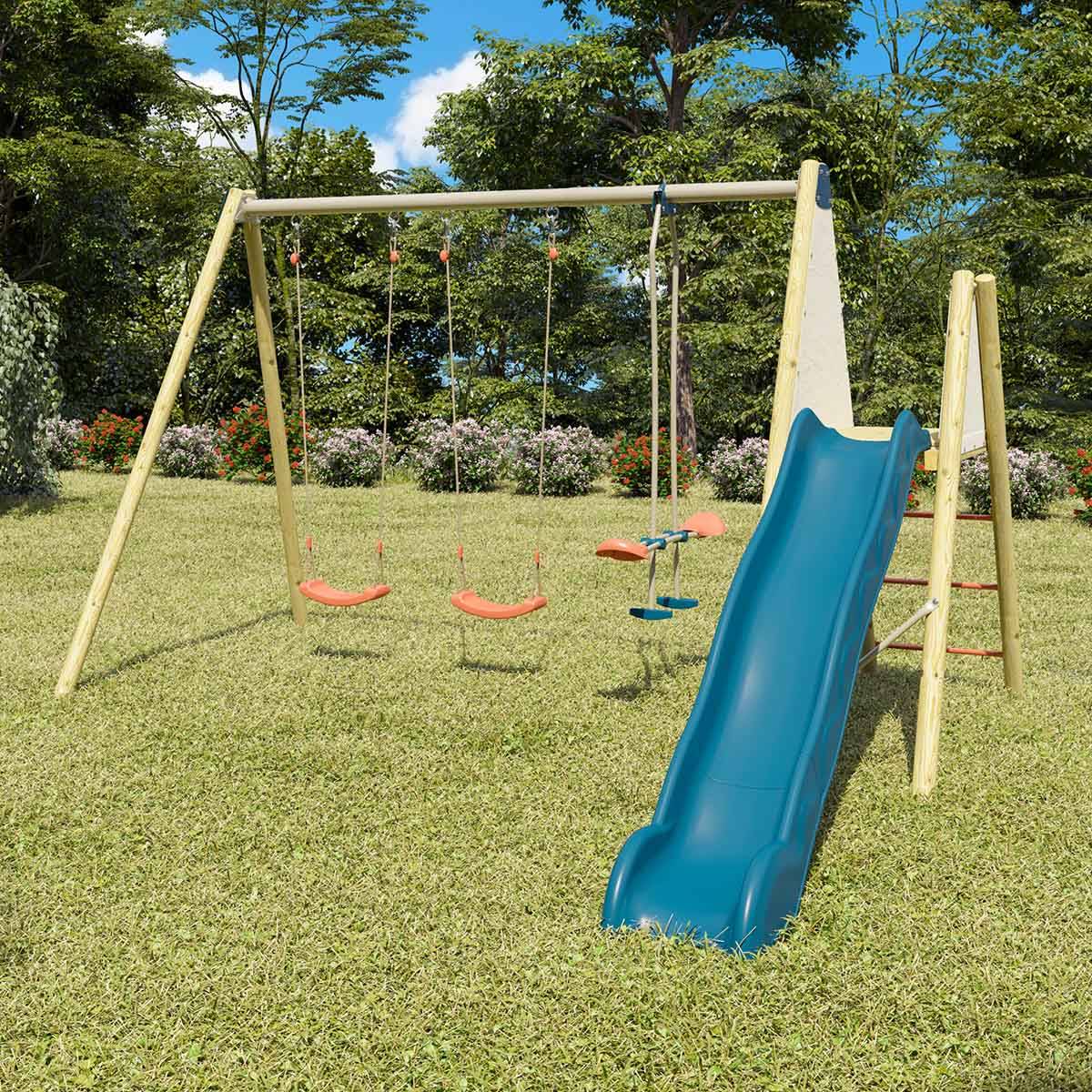 Trigano Jardin - Balançoire avec toboggan et face à face - ROMY - Aléo by Trigano - Image 9
