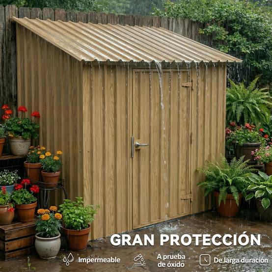 Ensemble de 12 panneaux de toiture en acier galvanisé de 7 m² pour abri de jardin, finition bois naturel 129 x 45 cm - Image 8