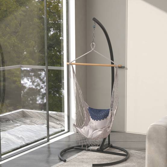 Support de fauteuil suspendu métal noir 102 x 102 x 195 cm - PANGIVO - Image 10