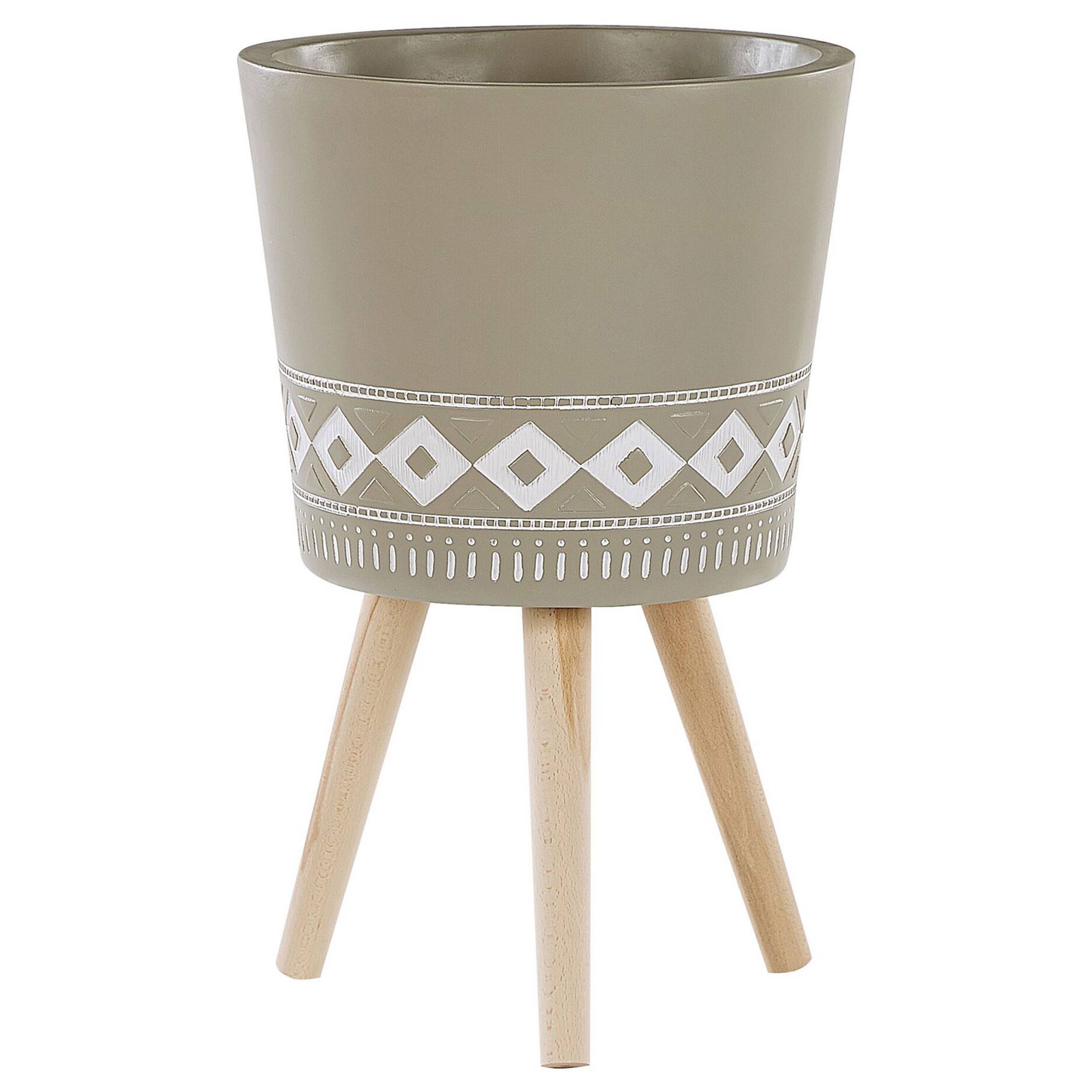 Beliani - Cache-pot décoratif peint à la main avec trois pieds en bois - Imagen 1