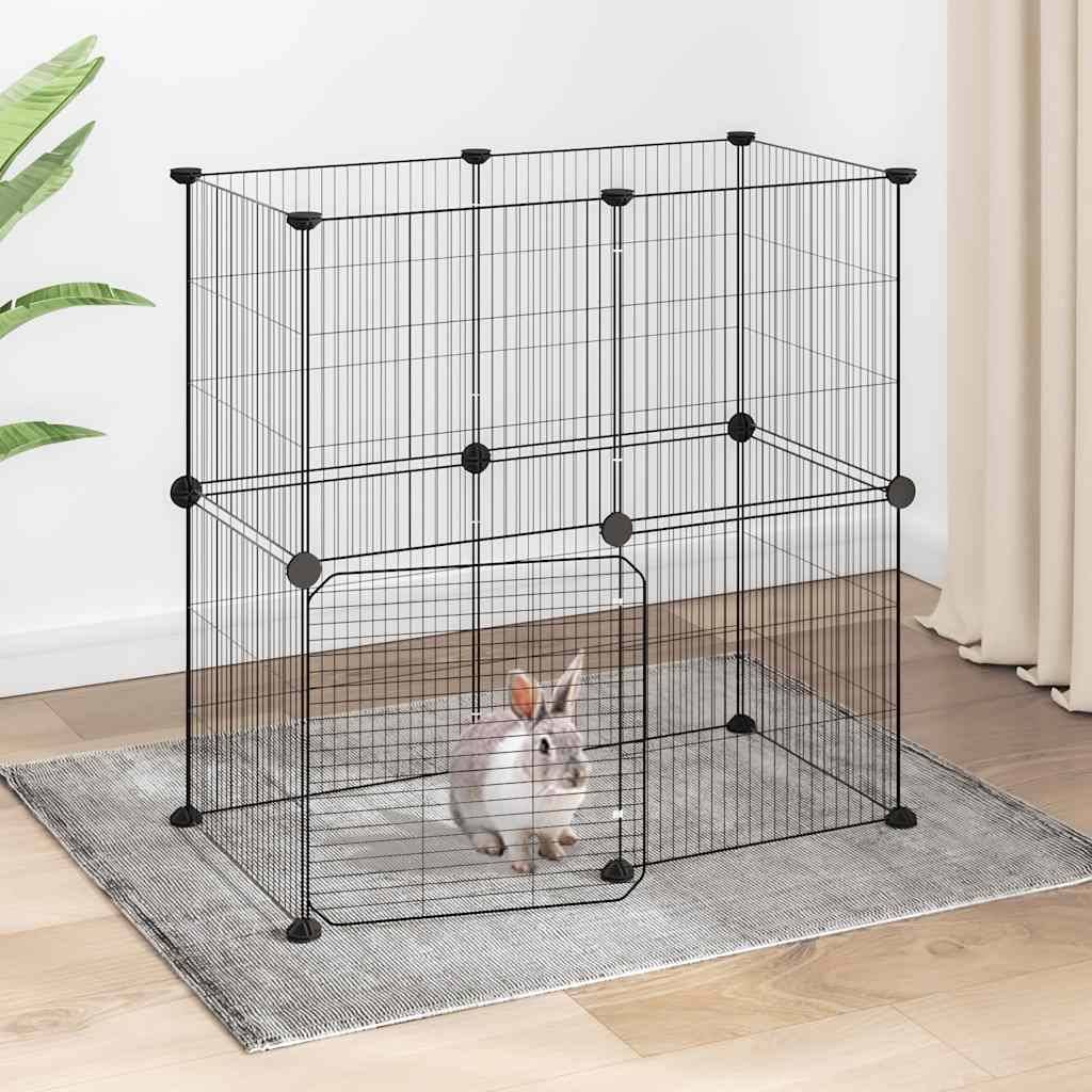 Vidaxl - Cage animaux de compagnie à 12 panneaux et porte Noir 70x35x70 cm vidaXL 3114036 - Imagen 1