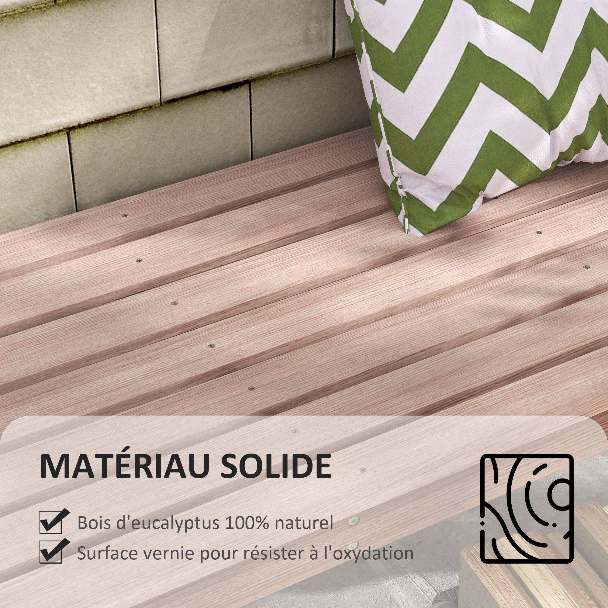 Outsunny - Banc de jardin 2 places assise à lattes dim. 115L x 50l x 45H cm bois de jarrah - Outsunny - Imagen 3