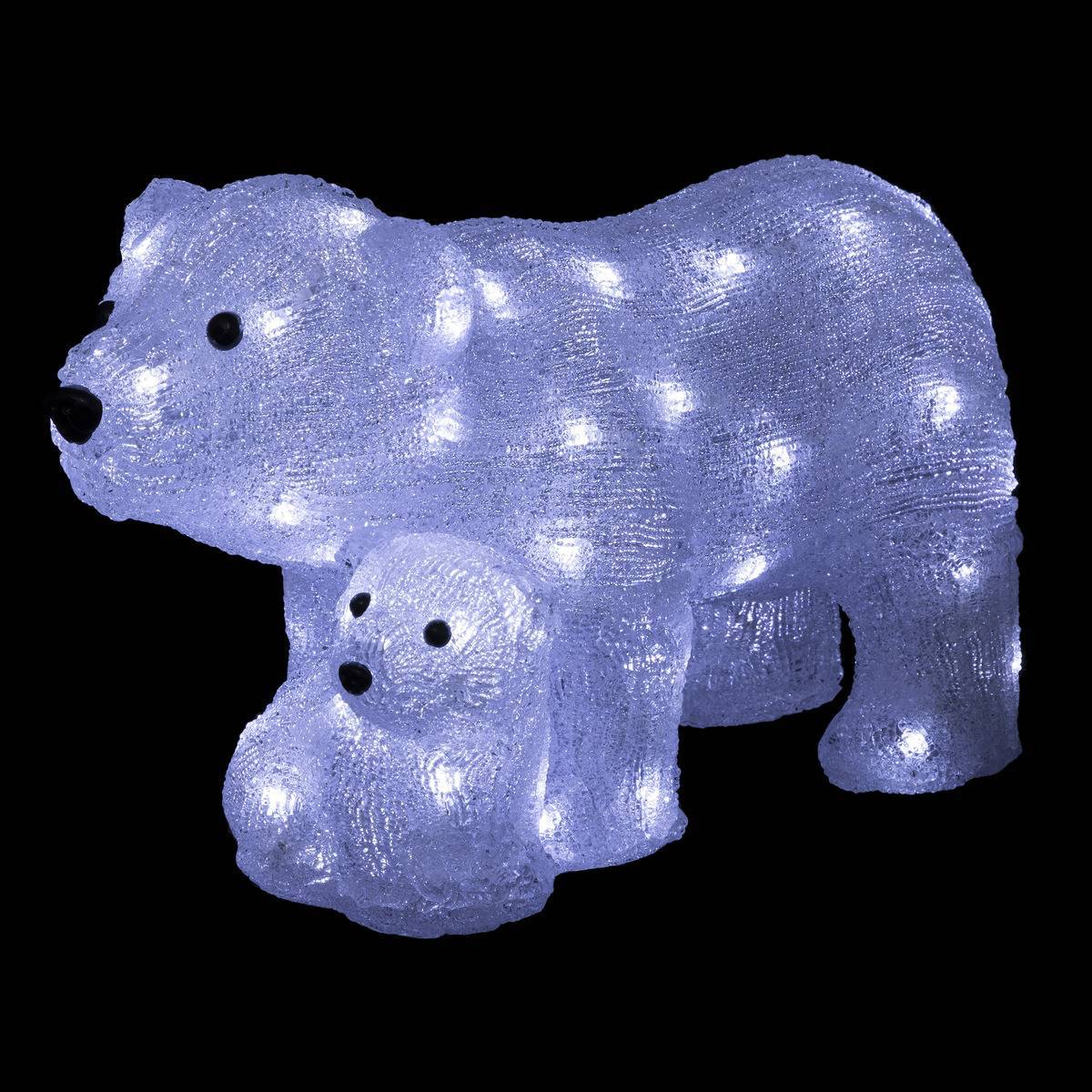 Fééric Lights & Christmas - Forme acrylique maman et bébé ours lumineuse solaire 60 LED H.27cm extérieur - Feeric Lights & Christmas - Imagen 1