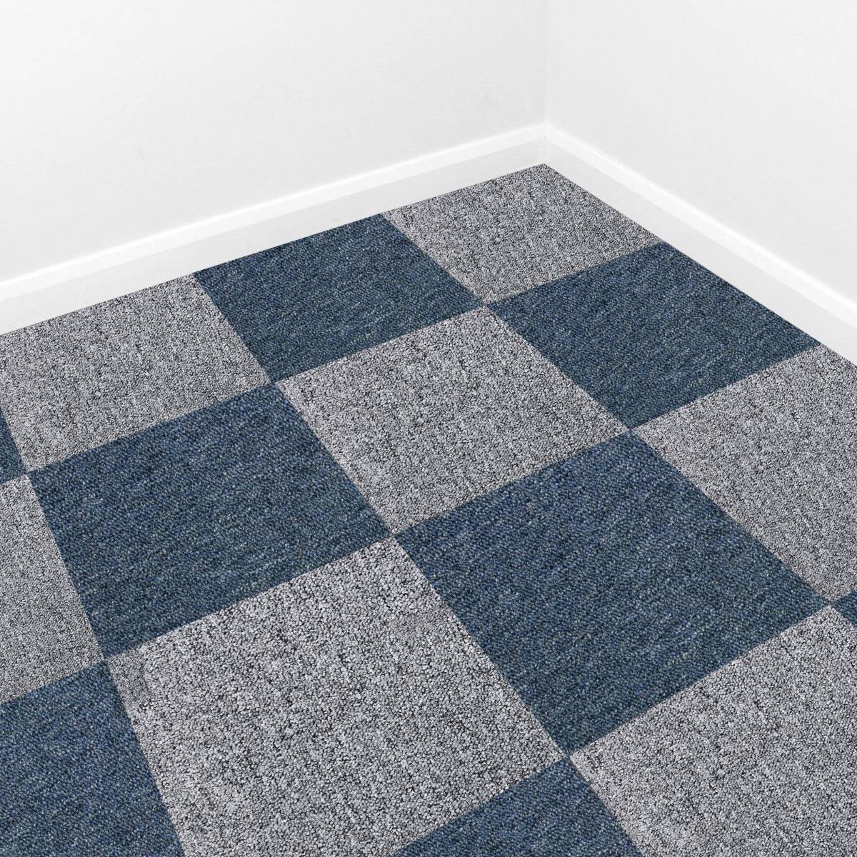 Monstershop - 40 Dalles de 50cm x 50cm (10m²) Dalle de Moquette Couleur Bleu Tempête & Gris Platine - Image 2