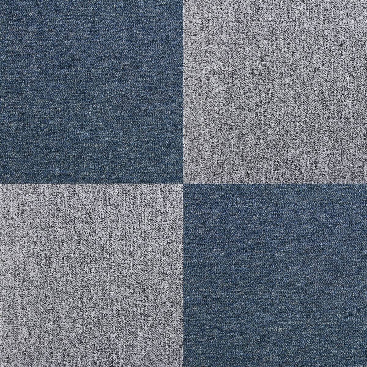 Monstershop - 40 Dalles de 50cm x 50cm (10m²) Dalle de Moquette Couleur Bleu Tempête & Gris Platine - Image 1