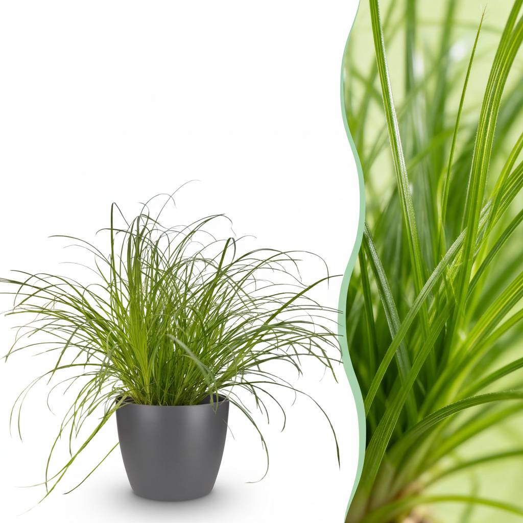 La Green Touch - Cyperus alternifolius Zumula - Papyrus Zumula (herbe à chat) - Avec cache-pot gris - Pot Ø20 cm, H 30 cm - Image 1