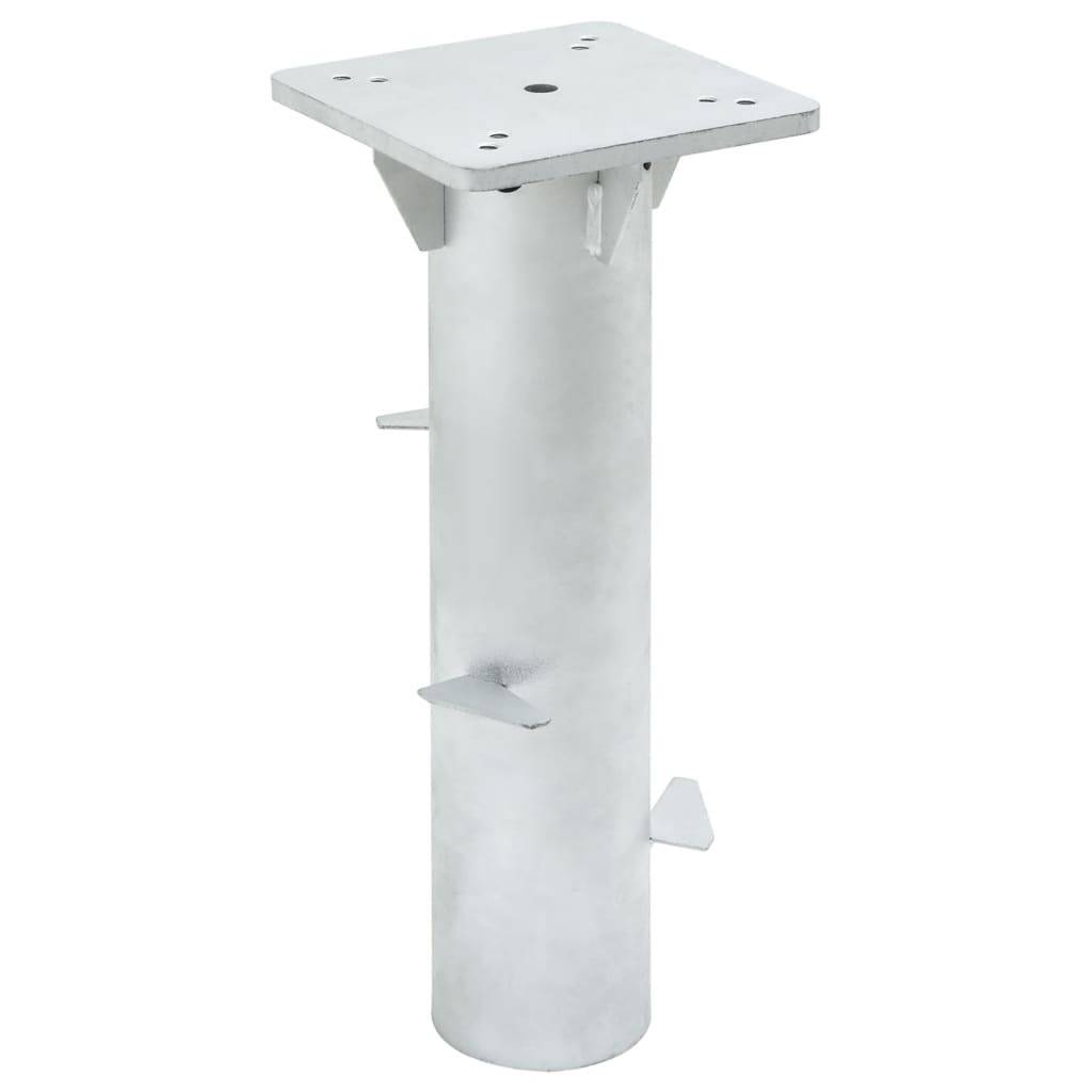 Base de Parasol à Enterrer Acier Ancre de Sol Stable pour Terrasse Jardin Argenté 16x16cm – ComfortXL Outdoor Living - Image 1