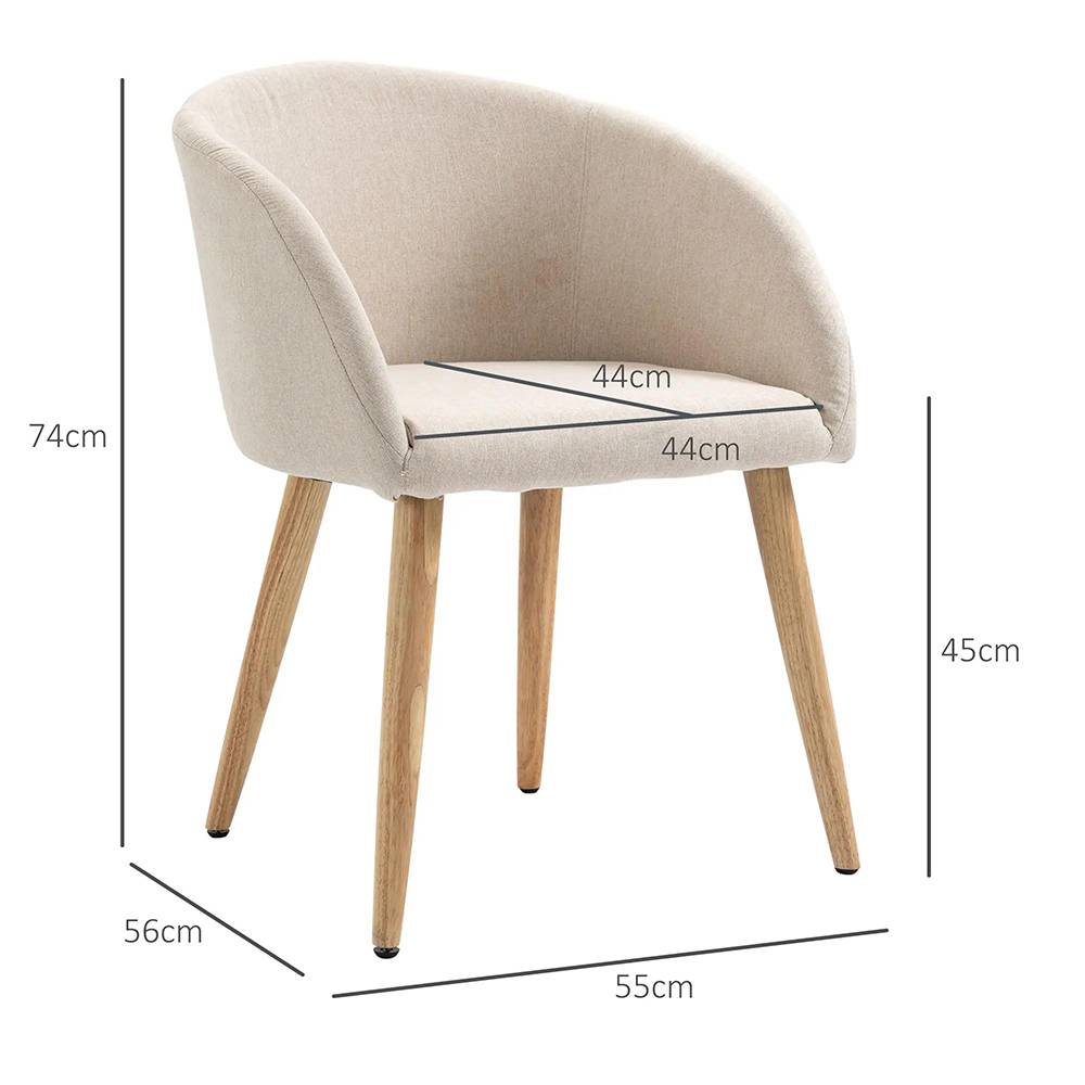 KOMHTOM - 2 chaises de restaurant, en bois de caoutchouc, avec assise, dossier et accoudoirs ergonomiques, couleur lin. - Image 4
