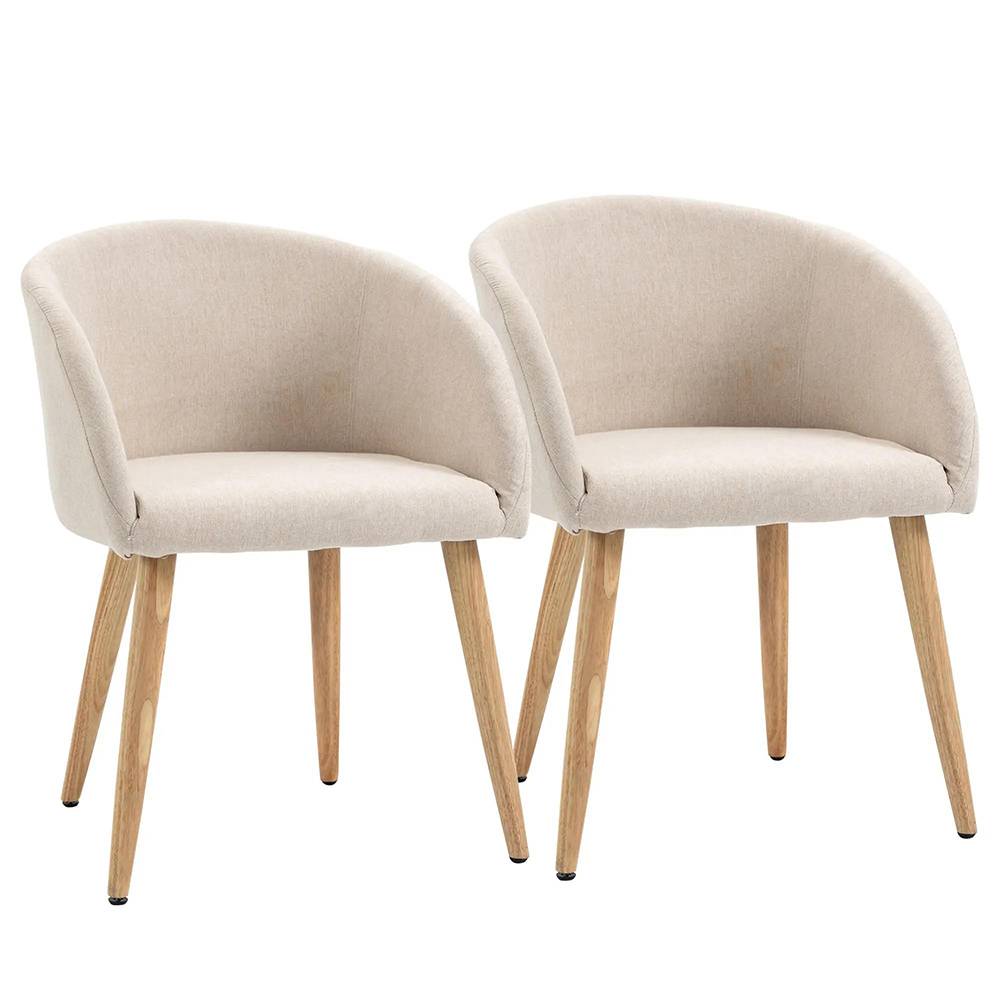 KOMHTOM - 2 chaises de restaurant, en bois de caoutchouc, avec assise, dossier et accoudoirs ergonomiques, couleur lin. - Image 5