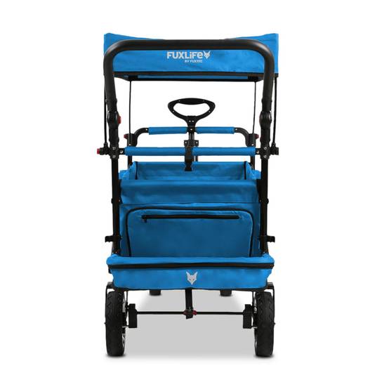 FUXLIFE by FUXTEC Chariot à bras FX-CT800 confort pliable - Turquoise | Chariot de transport avec toit solaire | Rallonge intérieure - Image 4