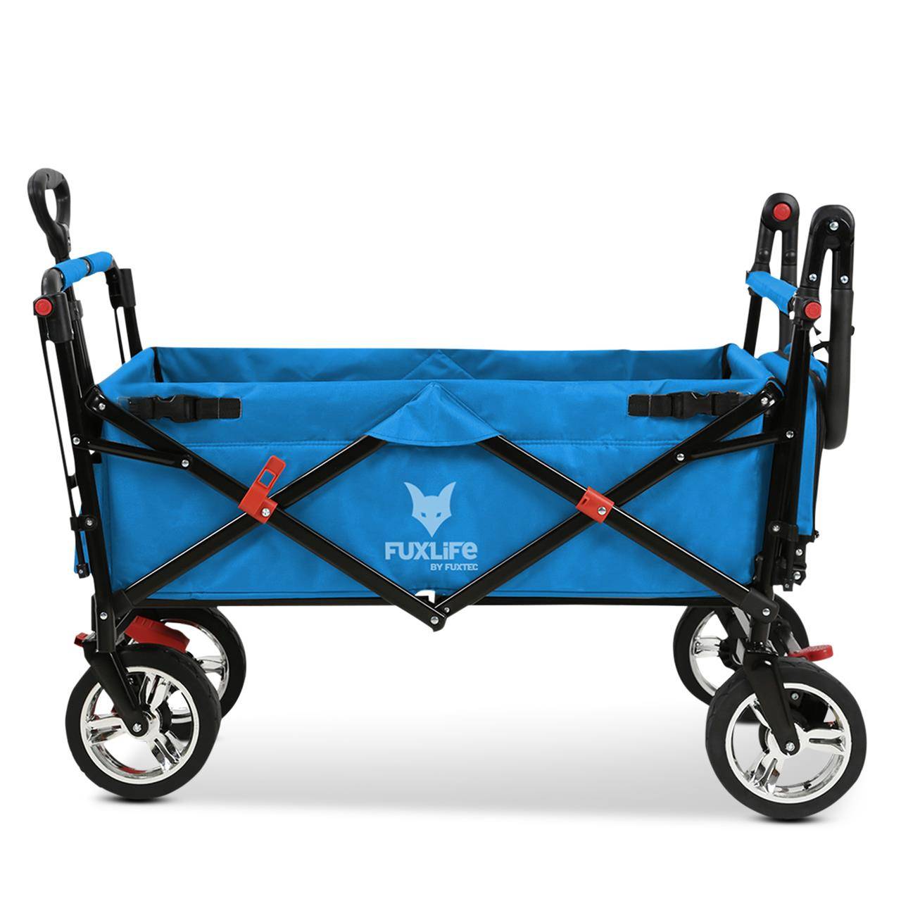 FUXLIFE by FUXTEC Chariot à bras FX-CT800 confort pliable - Turquoise | Chariot de transport avec toit solaire | Rallonge intérieure - Image 7