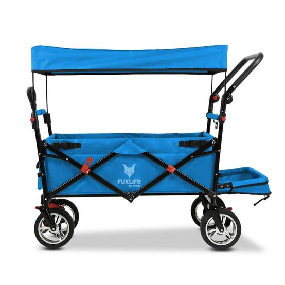 FUXLIFE by FUXTEC Chariot à bras FX-CT800 confort pliable - Turquoise | Chariot de transport avec toit solaire | Rallonge intérieure - Image 1