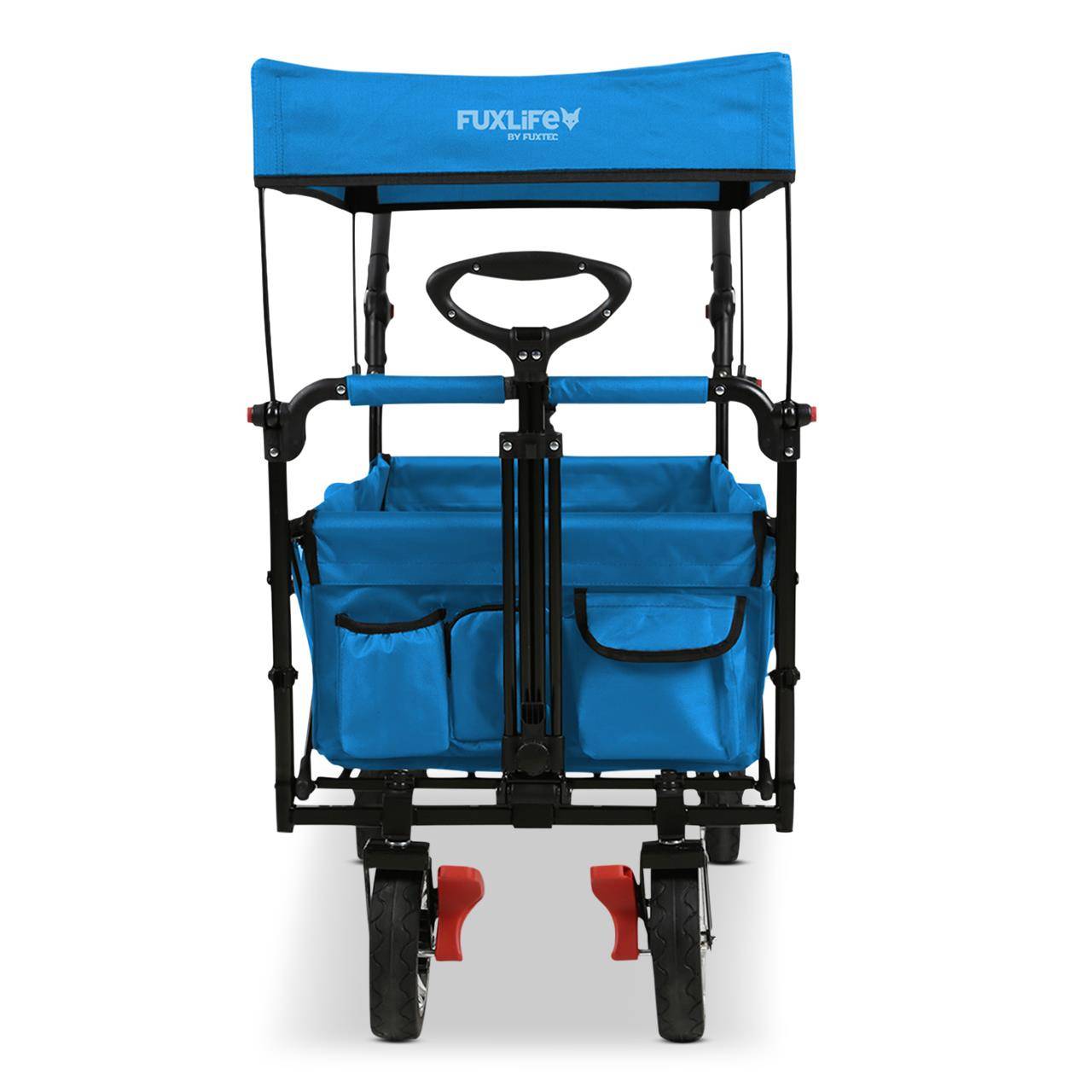 FUXLIFE by FUXTEC Chariot à bras FX-CT800 confort pliable - Turquoise | Chariot de transport avec toit solaire | Rallonge intérieure - Image 5