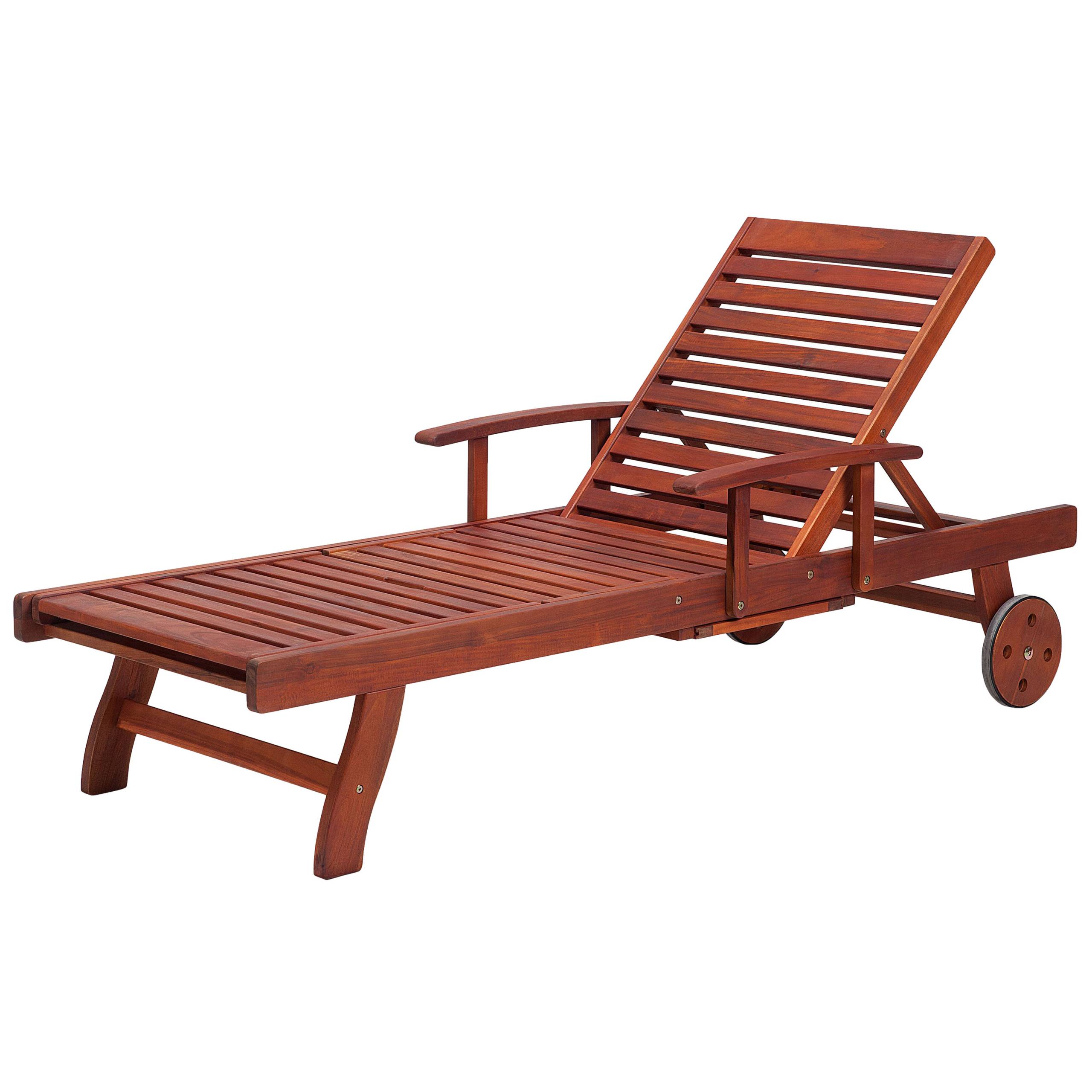 Beliani - Chaise Longue Transat Inclinable en Bois d'Acacia avec Coussin Bleu Beige à Rayure Solide et Résistant pour Terrasse ou Jardin Méditerranéen Beliani - Imagen 4