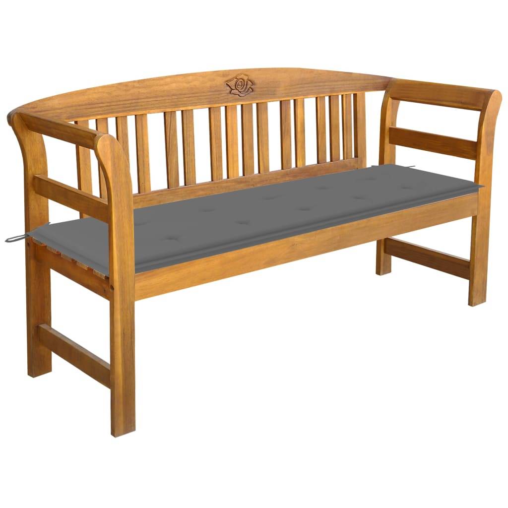 Helloshop26 - Banc de jardin meuble de patio d'extérieur terrasse avec coussin 157 cm bois d'acacia massif - Imagen 1