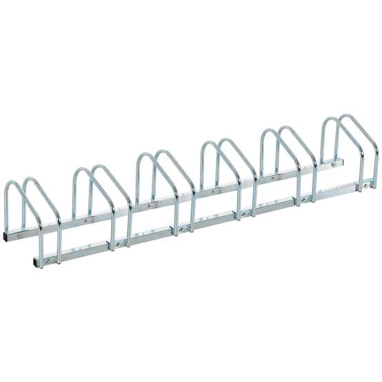 Support à vélos pour 6 vélos, structure en acier pour ranger les vélos au sol ou au mur, 179 x 33 x 27 cm, argent - Image 2