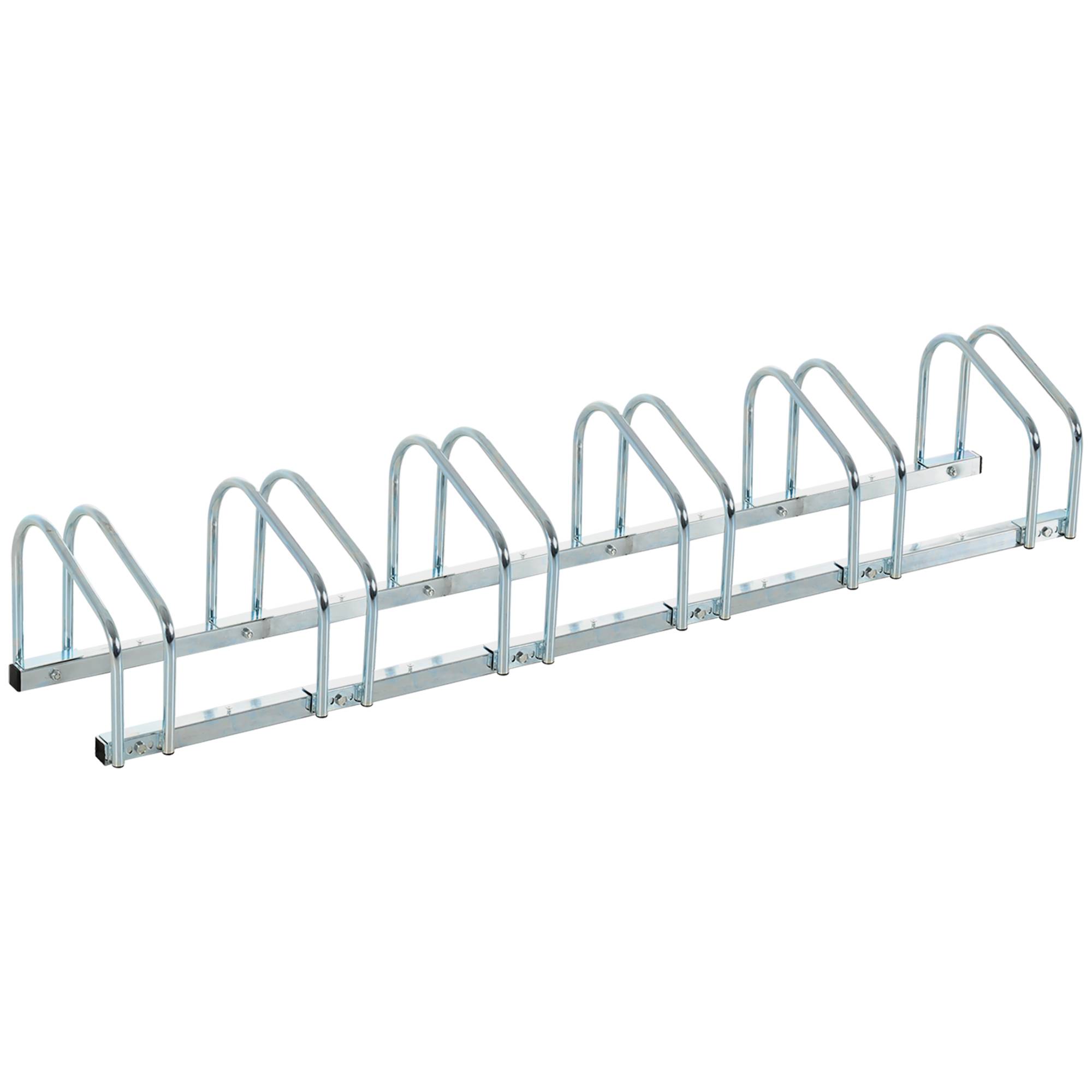 Support à vélos pour 6 vélos, structure en acier pour ranger les vélos au sol ou au mur, 179 x 33 x 27 cm, argent - Image 2