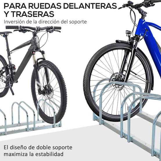 Support à vélos pour 6 vélos, structure en acier pour ranger les vélos au sol ou au mur, 179 x 33 x 27 cm, argent - Image 8
