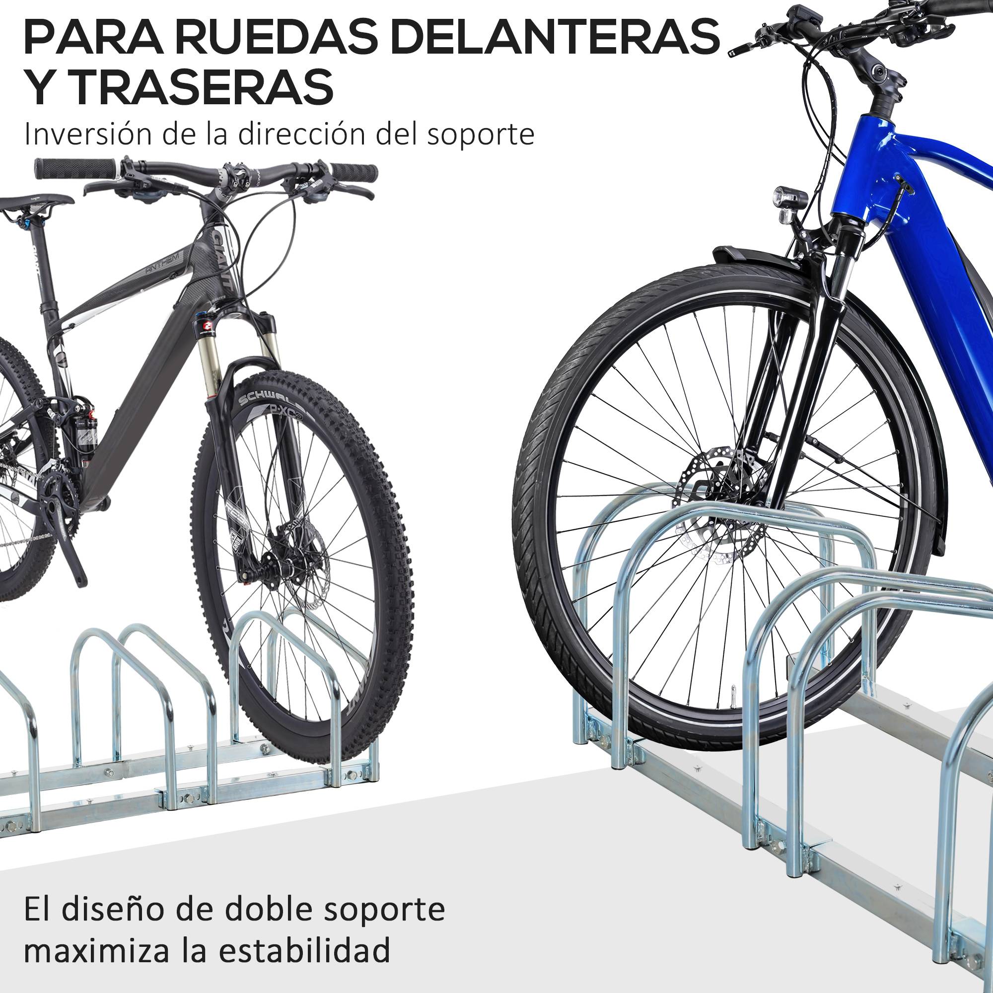 Support à vélos pour 6 vélos, structure en acier pour ranger les vélos au sol ou au mur, 179 x 33 x 27 cm, argent - Image 8