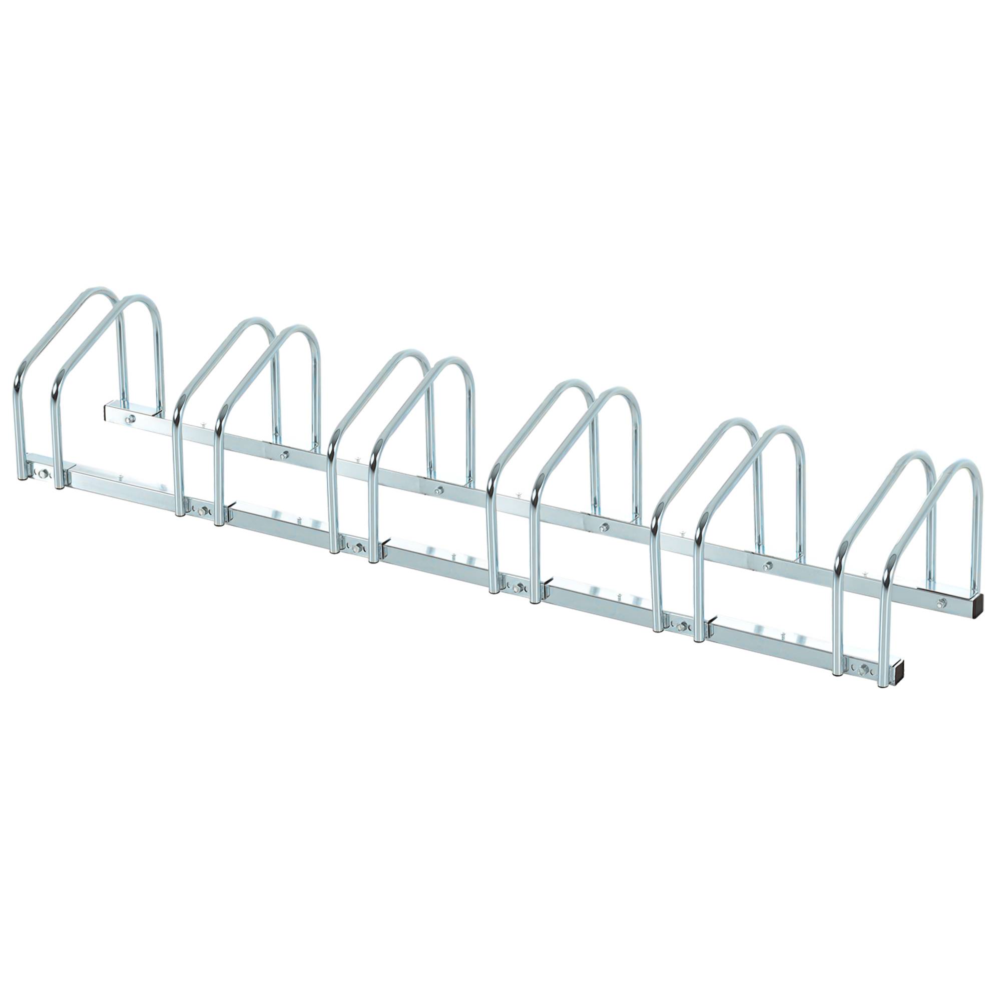 Support à vélos pour 6 vélos, structure en acier pour ranger les vélos au sol ou au mur, 179 x 33 x 27 cm, argent - Image 1