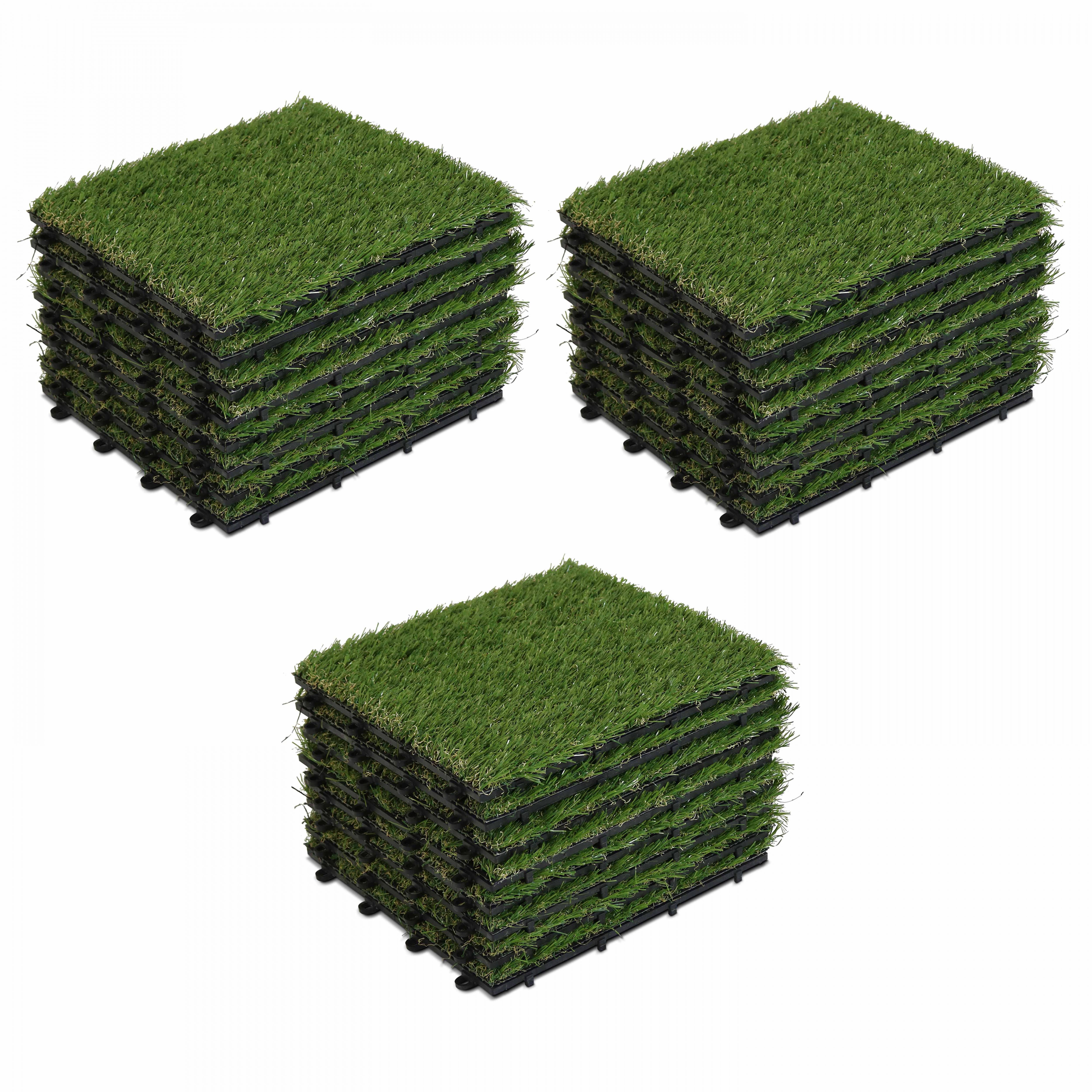 Oviala - Lot de 24 dalles clipsables gazon artificiel vert Arena - Oviala - Imagen 1